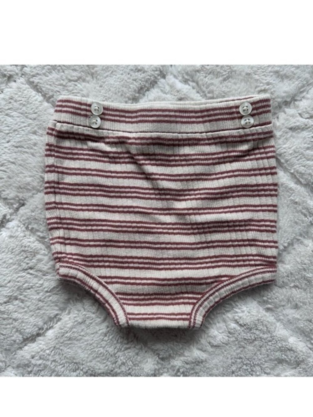 Kate Quinn | Cream with Burnt Orange Stripes Button Bloomers | Size 12-18 Months